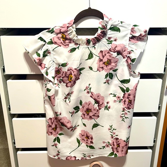 Amazon Tops - Amazon fashion Womens flower pink ruffle top small